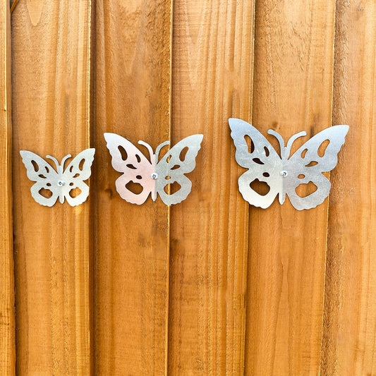 Butterfly Outdoor Metal Garden Wall Art (Pack of 3)