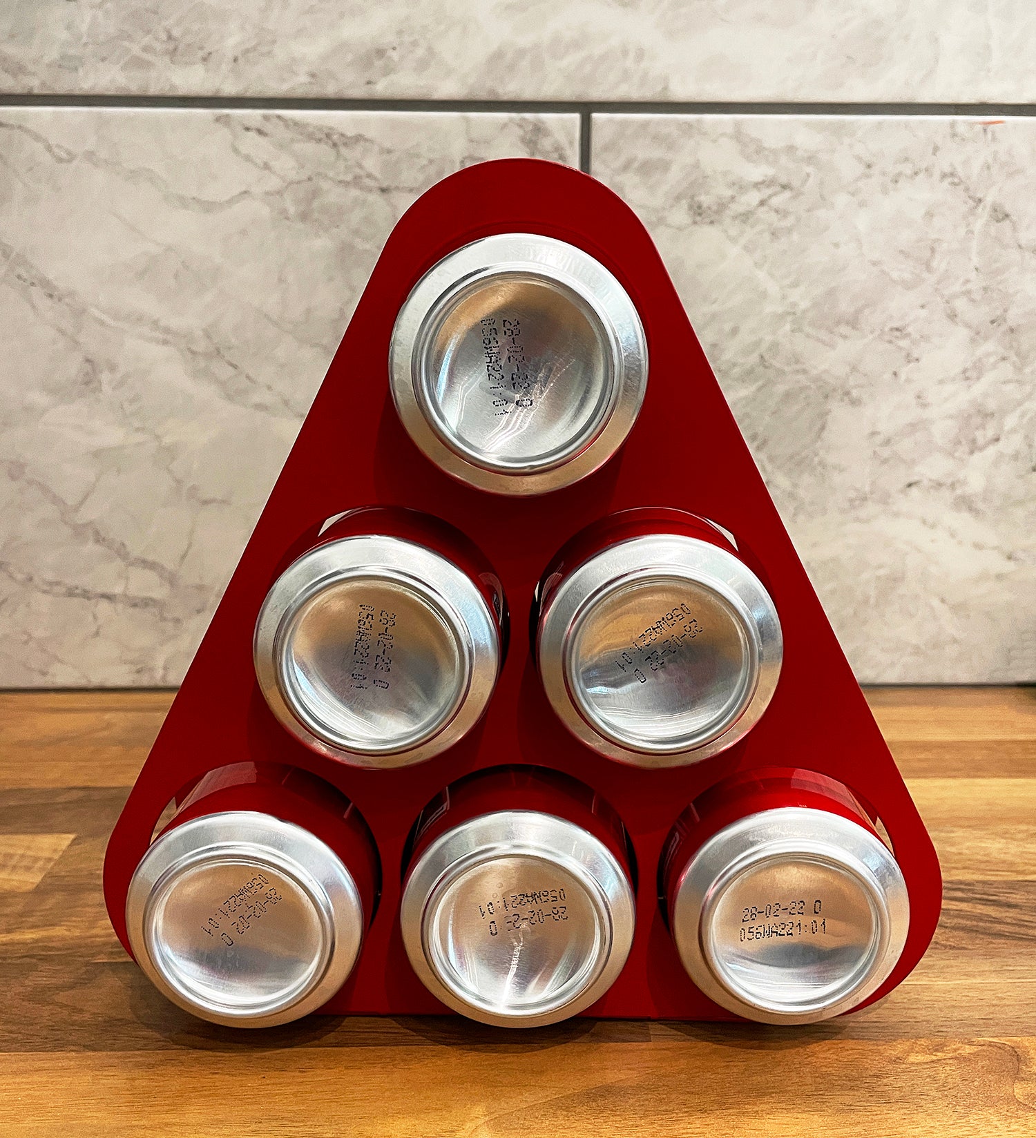 Soda Can Drinks Pyramid Rack (Silver,6 Can Capacity) - Indoor Outdoors