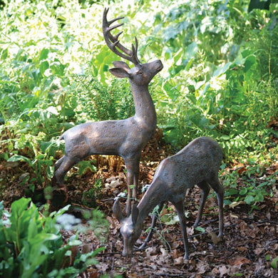 Fergus McArthur Aged Verde Large Deer Sculptures Set