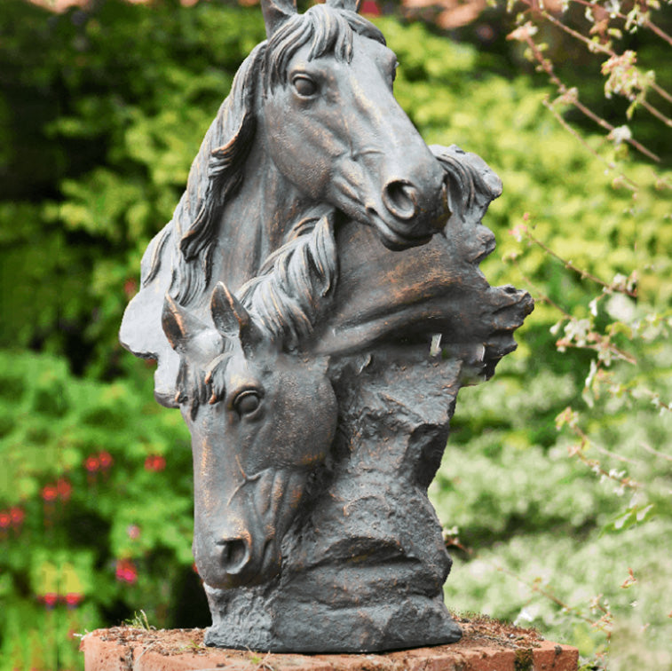 Fergus McArthur Horse Head Aged Verde Statue