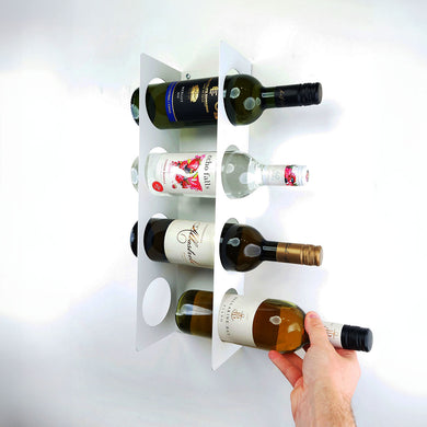 Wall Mount Wine Rack - 4-7 Bottle Capacity- White