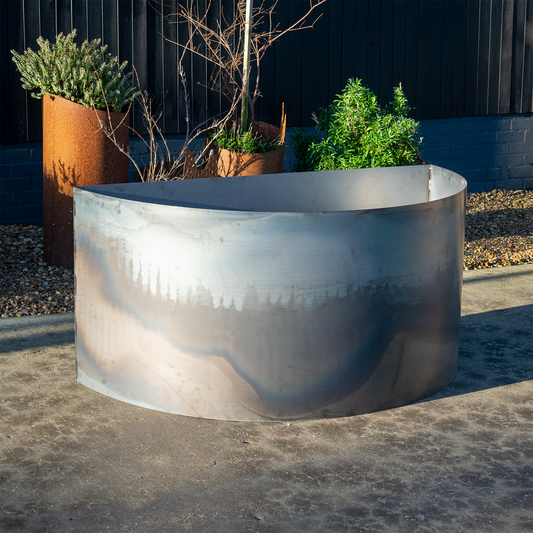 Bellamy Large Semi-Circle Rustic Steel Planters (12 Sizes Available)