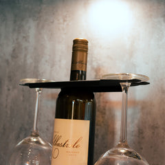 Okunaii Wine Bottle Caddy Holder for 2 Glasses