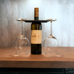 Okunaii Wine Bottle Caddy Holder for 2 Glasses