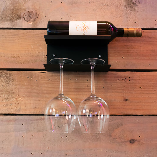 Okunaii Wall Mount Wine Bottle & Wine Glasses Holder