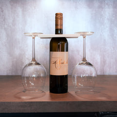 Okunaii Wine Bottle Caddy Holder for 2 Glasses