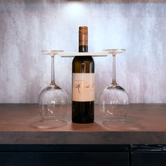 Okunaii Wine Bottle Caddy Holder for 2 Glasses