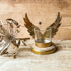 Angel Wing Tealight Holder in Gold