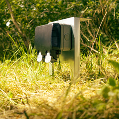 Bellamy Outdoor & Garden External Mains Plug Socket Installation Panel with Stakes