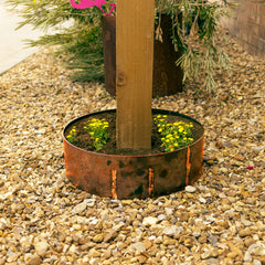 Bellamy Circular Rustic Steel Planter & Post Mounting Base