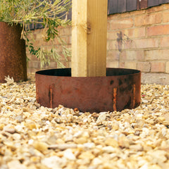 Bellamy Circular Rustic Steel Planter & Post Mounting Base