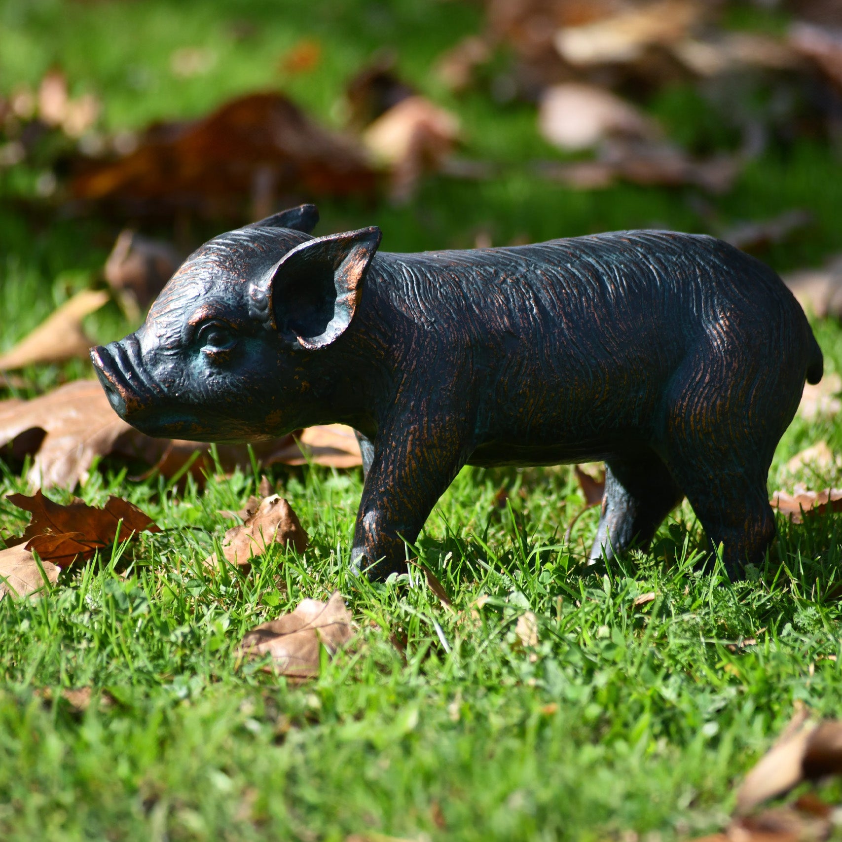 Fergus McArthur Standing Piglet Aged Verde Statue