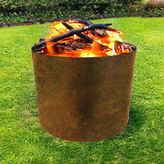 Volcann Circular Rustic Steel Containment Bonfire & Incinerator - Indoor Outdoors