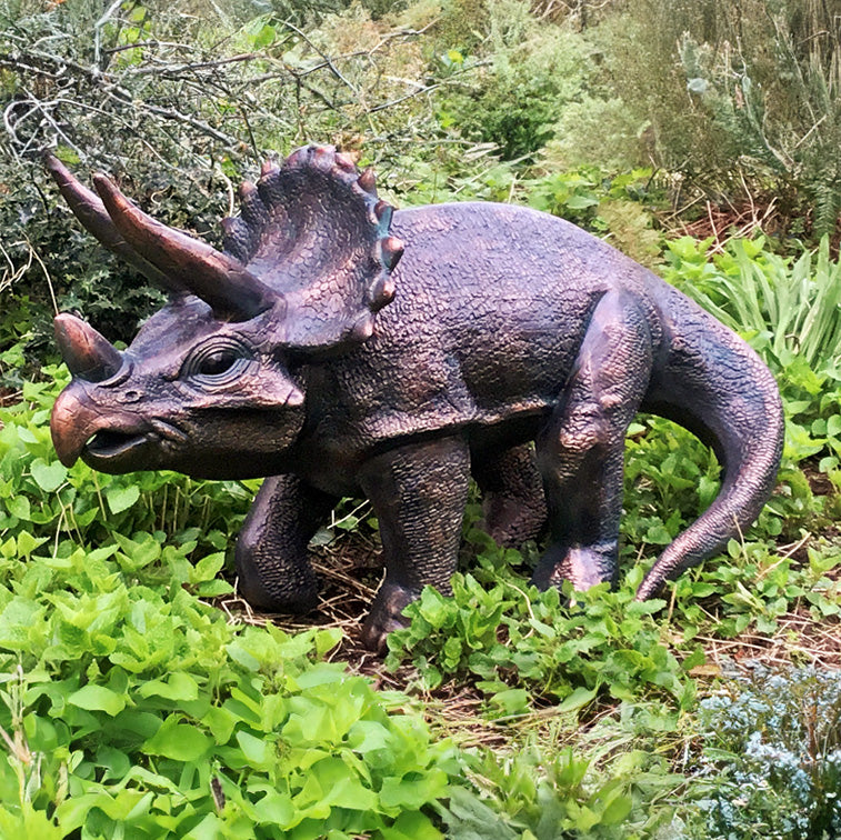 Fergus McArthur Triceratops Dinosaur Aged Verde Statue