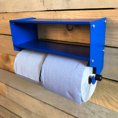 MegaMaxx UK™ Dual Blue Roll & Paper Towel Holder with Double Shelf