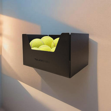 BlackSteel™ Wall Mount Tennis Ball Hopper & Holder - Indoor Outdoors