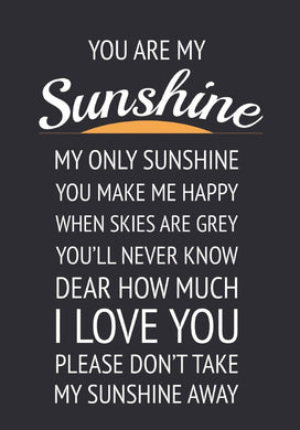 Kids Bedroom You Are My Sunshine Metal Sign 40cm - Indoor Outdoors