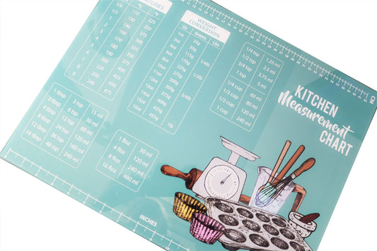 Kitchen Measurement Chart Worktop Saver with Weight, Temperature and Size Conversions