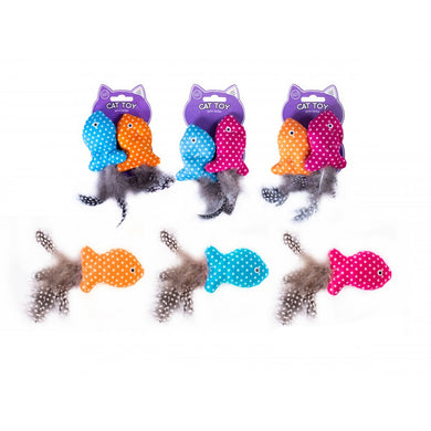 Soft Fish Toys with Infused Catnip - Cat Enrichment Toys (Pack of 2) - Indoor Outdoors