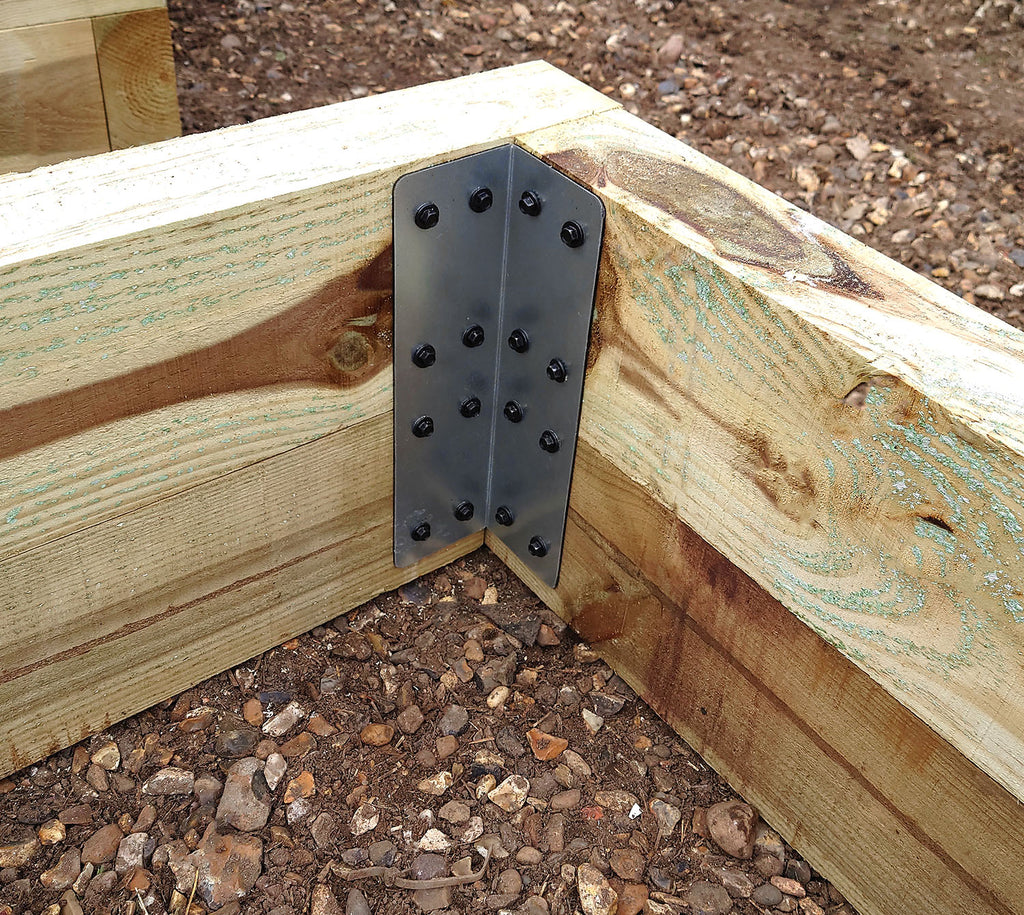 Railway Sleeper Bracket - 2-Tier Corner Joins - Galvanised Steel