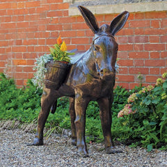 Fergus McArthur Donkey with Baskets Bronze Effect Sculpture - Indoor Outdoors