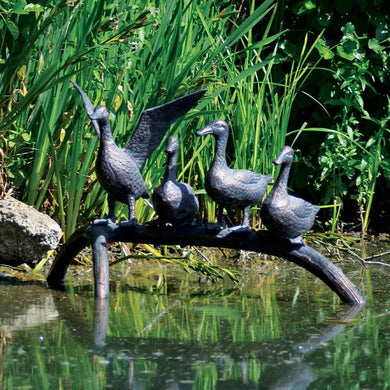 Fergus McArthur Resting Ducks on Branch Aged Verde Sculpture - Indoor Outdoors