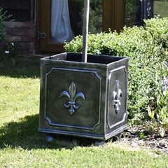 Fergus McArthur Pewter Finish Fleur-De-Lis Planter - Indoor Outdoors