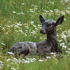 Fergus McArthur Grazing Fawn Bronze Effect Sculpture - Indoor Outdoors