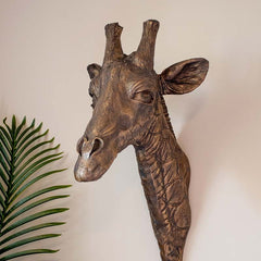 Bronze Effect Giraffe Bust Wall Mount