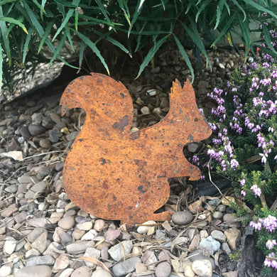 Bellamy Rustic Steel Squirrel Ornament - Indoor Outdoors