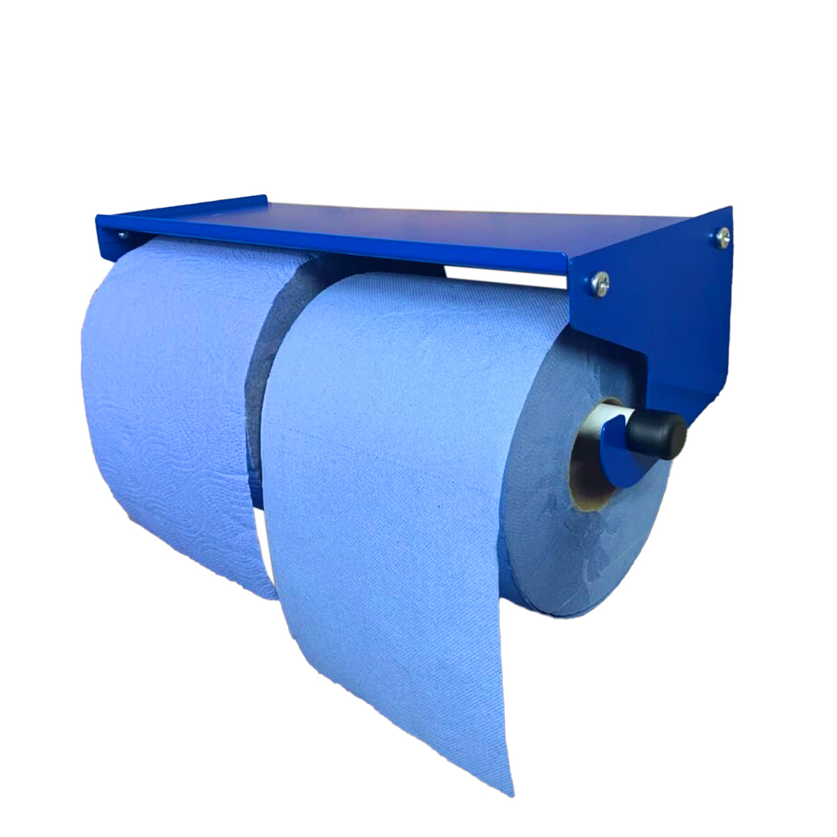 MegaMaxx UK™ Dual Blue Roll & Paper Towel Holder with Shelf - Indoor Outdoors