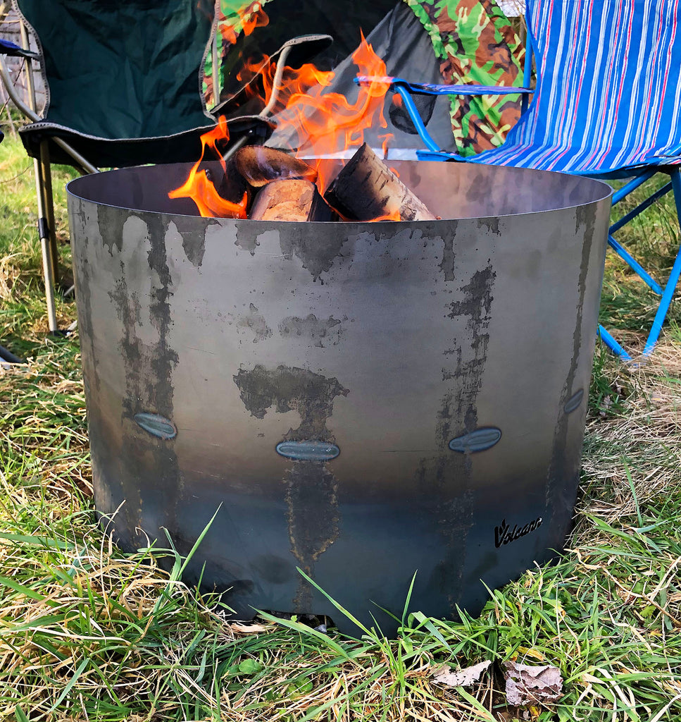 Fire Pit Brazier - Volcann Circular Rustic Steel Fire Pit