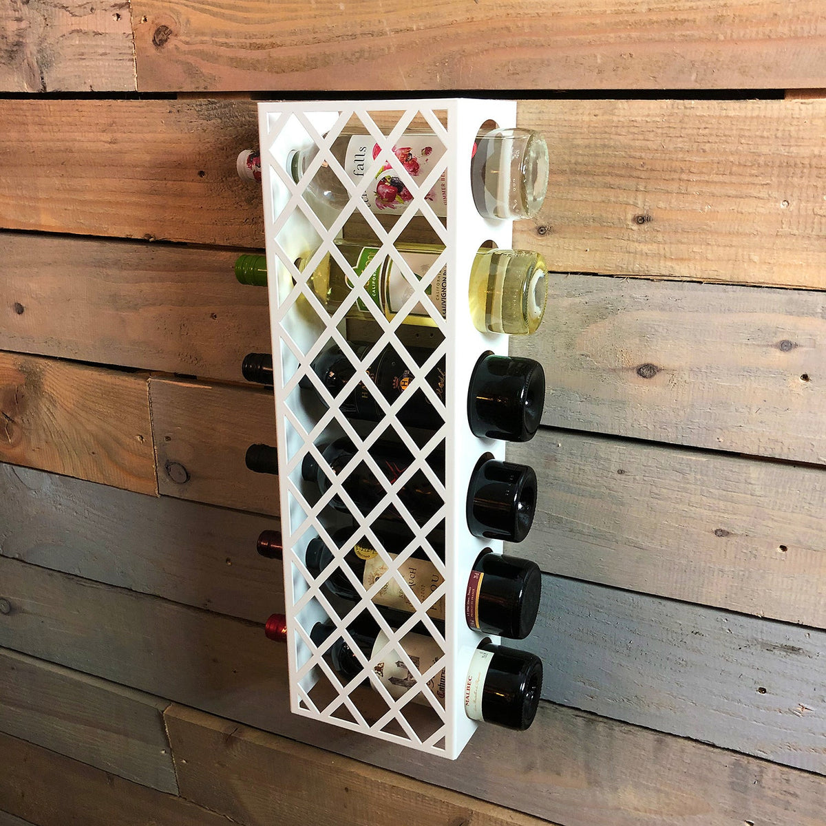 Wall Mounted Steel Crosshatch Wine Rack Cabinet - Indoor Outdoors